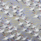 Japanese Yuzen Washi Paper -White Cranes Gold Swirls on Pastel Purple - Chiyogam