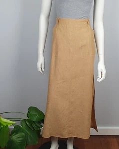 Maxi falda de lino Bianca para mujer talla 22 divisiones laterales marrón camel bolsillos forrados - Imagen 1 de 15