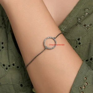 Natural Pave Diamond 925Sterling Silver Handmade Bracelet gift item fine jewelry - Picture 1 of 5