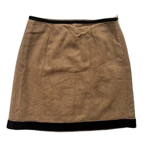 Willi Smith Women’s Size 4 Tan Brown, Velvet Trim Wool Lined Pencil A-line Skirt - Picture 1 of 22