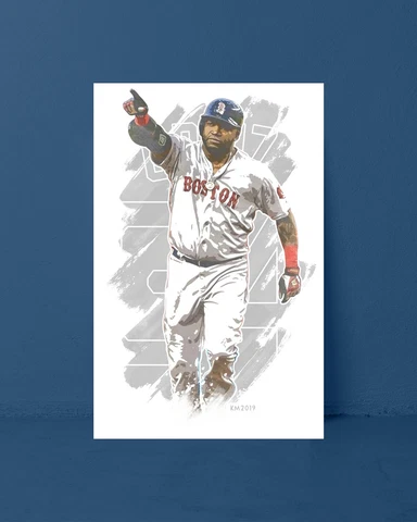 DAVID ORTIZ watercolor painting art print/poster BOSTON RED SOX FREE S&H! Cover