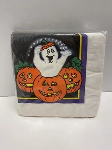 Vintage Halloween Papierservietten Hoffmaster Geist Jack o Laterne 24ct 12" x 12" - Bild 1 von 2