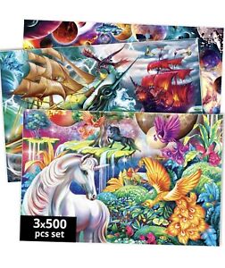 500 Piece Jigsaw Puzzles for Adults -Set of 3 Puzzles for Adults and Kids Sealed