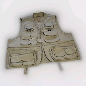 Master Sportsman Rugged Outdoor Gear Fly Fishing Vest Mens Med Beige 26 Pockets - Picture 1 of 12