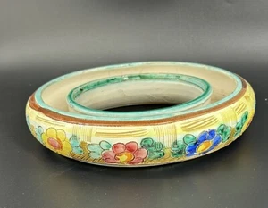 Vintage Italien Keramik Blumen Strämchen Stiefmütterchen Ring Vase nummeriert Girlande Kranz - Bild 1 von 11