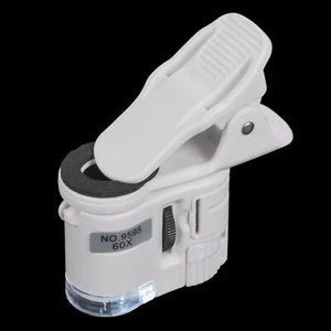 LED Magnifier 60X Clip For Mobile Phone Photo Loupe Macro Lens Zoom Magnifying  - Foto 1 di 9