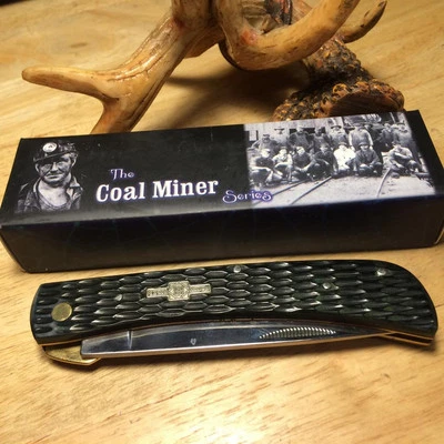 Рабочий нож Rough Ryder The Coal Miner черный с рифленой костью Linerlock 4 3/4 дюйма RR760 - Изображение 1 из 4