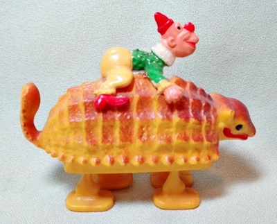 Marx Ramp Walker Ankylosaurus 恐龙 小丑 骑手 罕见 硬塑料 1960 年代 — 第 1/4 张图片