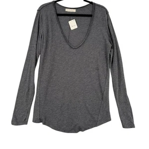 We The Free Womens Grey It's A Secret V Neck Long Sleeve Casual Top Medium - Picture 1 of 8