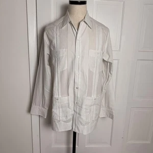 Guayaberas Cal Guayabera Hemd Herren 42 weiß langarm 4 Taschen Plissee kubanisch - Bild 1 von 7