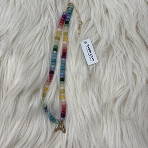 Collar inicial bloque semiprecioso BaubleBar chapado en oro latón letra A - Imagen 1 de 5