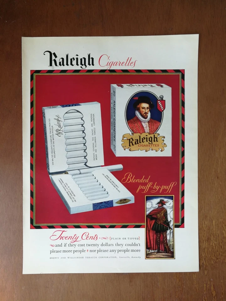 Cigarrillos Raleigh 1929 de colección página completa anuncio original a color 125 Foto 1 de 1