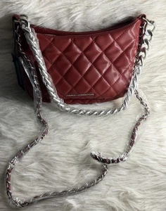 Bandolera French Connection Eliza Diamante Acolchada Cadena Metálica Nueva con Etiquetas Roja - Imagen 1 de 11