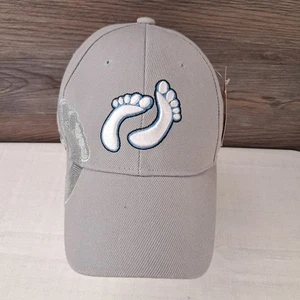 Baseballmütze Mütze bestickt weiß Fußabdrücke auf grau verstellbar brandneu - Bild 1 von 11