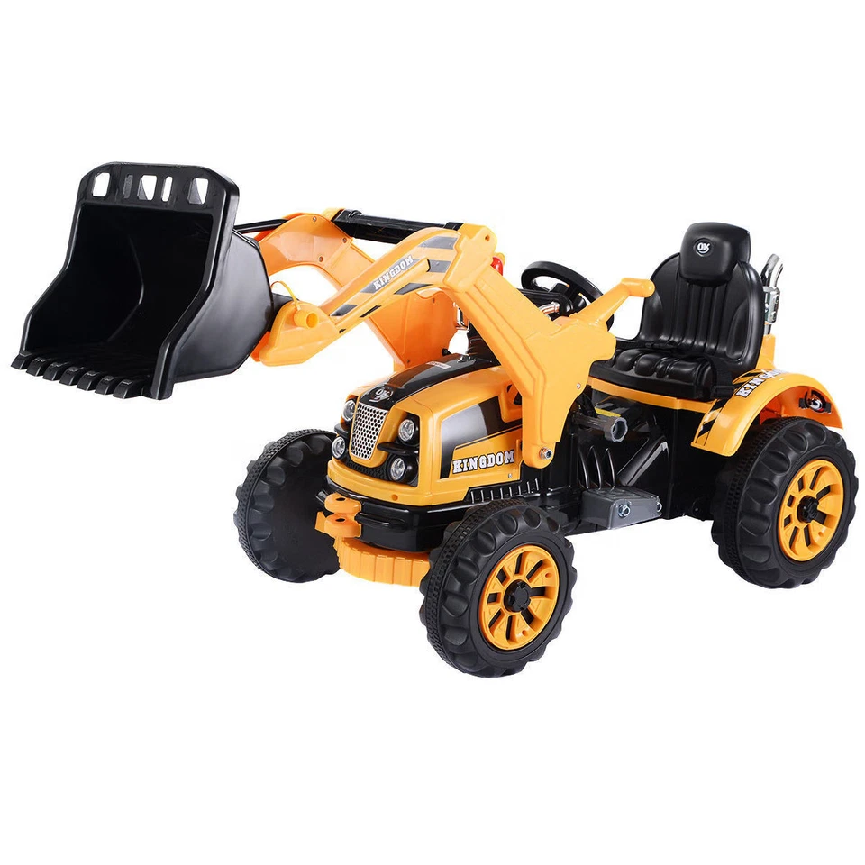 Costway 12v Battery Powered Kids Ride on Excavator Truck With Front Loader