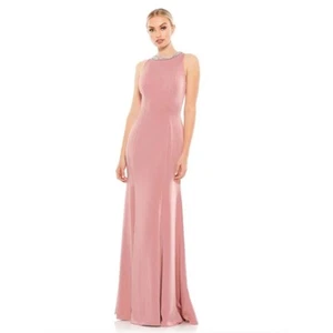 MAC DUGGAL Dress Size 8 Evening Gown Embellished Neck Pink Sequin Beaded Gem NEW - Picture 1 of 10