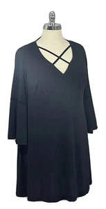Ashley Graham Beyond Dress 18W Black Boho Hippie Wide Sleeves Full Skirt Short - Bild 1 von 8