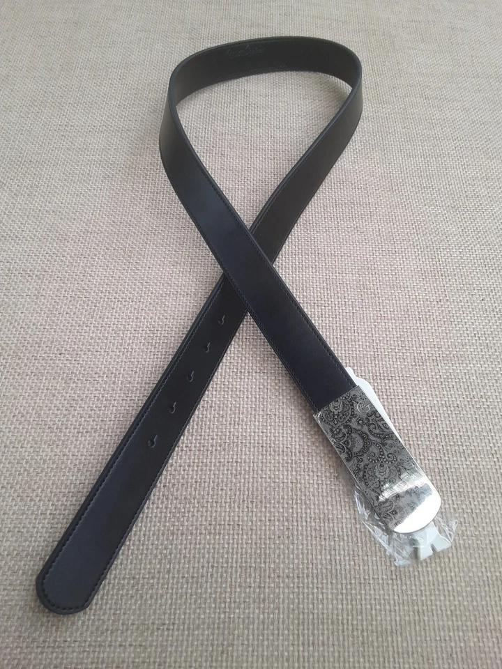 Cinturón cosido negro Robert Graham Malamocco talla 38 para hombre con hebilla de placa Paisley Foto 1 de 4