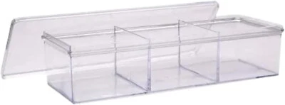 Clear Plastic 3-Compartment Storage Trays with Lids, 8x3x2 in. - (2/Pack) - Image 1 of 3