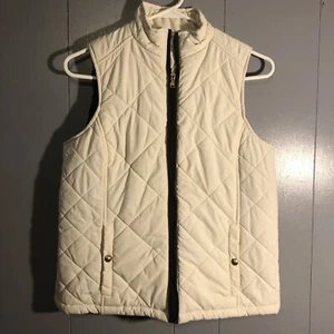 Lauren Ralph Lauren Vest Womens MED White Full Zip Pockets Polyester Sleeveless - Picture 1 of 6