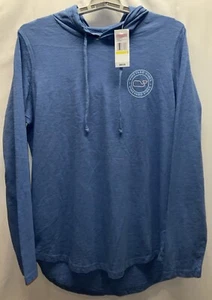 Felpa con cappuccio leggera manica lunga Vineyard Vines Slub Whale blu luna nuova con etichette - Medium - Foto 1 di 6