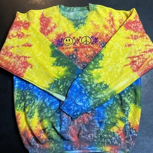 Adult Large Key West Florida Tie-Dye Sweatshirt w Embroidered Smiley Face Peace - Picture 1 of 6