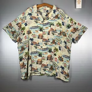 Vintatge Disney Hawaiian Shirt Men's XXL Goofy Pluto Station Wagon Roadtrip - Picture 1 of 20
