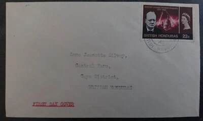 1966 Honduras Británica Winston Churchill FDC 25c sello CD olla para hornear Foto 1 de 2