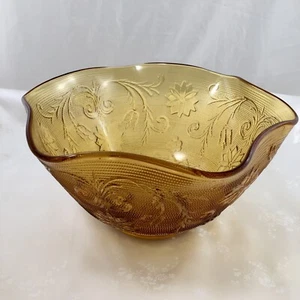 Amber Floral Serving Bowl 9-10 in diameter - Picture 1 of 8