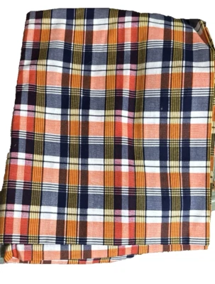 Crantex Tartan style plaid fabric Orange, Blue, Yellow, White, 2.5 yards 44” - Image 1 of 2