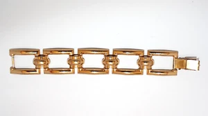 Vintage signiertes CORO großes 1" breites goldfarbenes Gliederarmband H2 - Bild 1 von 5