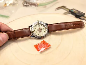 Mens Domain By Mary Kay date 41mm compass bezel wrist watch quartz leather strap - Picture 1 of 10
