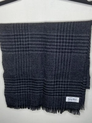 Vintage Zephyr Wool Scarf Blue Gray Plaid USA * - Image 1 of 4