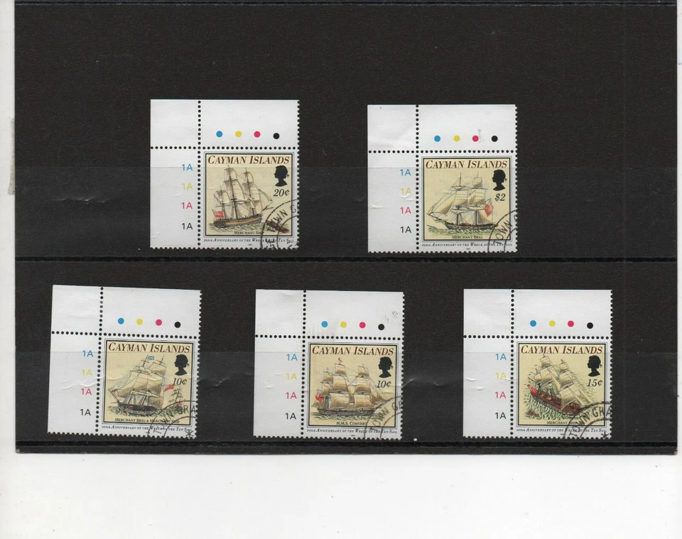 Estampillas de las Islas Caimán 1994 Aniversario del Naufragio de las Diez Velas Set de 5 VF usadas Foto 1 de 1