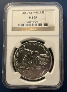 1983 D OLYMPICS $1 Silver Commemorative Dollar NGC MS 69 - Picture 1 of 4