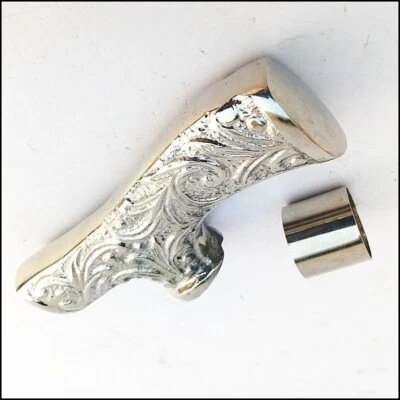 Stile antico ottone massiccio classico manico argento per bastone da passeggi... - Immagine 1 di 4