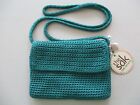 The Sak Womens Crocheted Palm Springs Hand Bag Shoulder Purse Green 7.5in x 5in