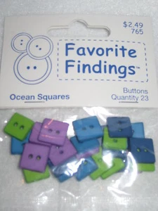 PRIMITIVE 23 PC 2 HOLE SQUARE BUTTONS OCEAN COLORS 1/2" - Picture 1 of 1