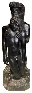 American Modernism, Two Nude Males, Hand-Carved Wood Sculpture, ca. 1940s - Picture 1 of 8