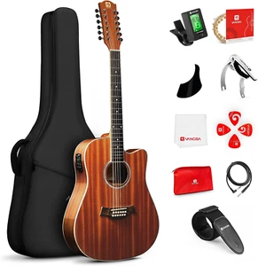 12 String Guitar Acoustic Electric, Upgraded Guitar 12 Strings Bundle for Beginn - Picture 1 of 8