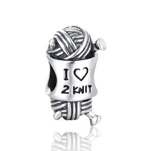 Love to Knit Charm, Delicate Silver Jewellery Gift Idea, Yarn Charm Bead - Picture 1 of 9