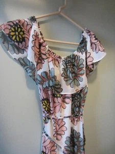 Maxi Vestido Floral LOFT Caléndula con Volantes Estilo Hombro Descubierto Opcional talla 6 - Imagen 1 de 4
