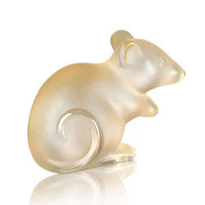 NEW LALIQUE CRYSTAL MOUSE GOLD LUSTER FIGURINE #10686800 BRAND NIB CUTE SAVE$ FS - Picture 1 of 2