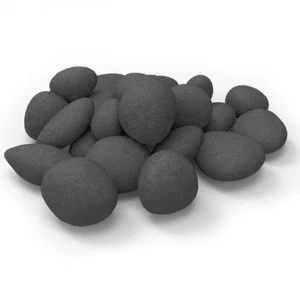 24 Pcs Black stone-like Ceramic pebble for Gas fireplace stove propane firepit - Picture 1 of 5