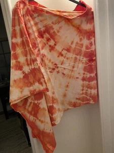 Hemp Poncho Tie Dye All Natural Organic Yoga Hand Made USA Orange - Bild 1 von 3