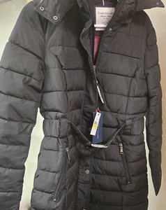 Tommy Hilfiger piumino donna lungo con cintura nero, taglia media - Foto 1 di 17