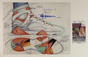 FOTO FIRMADA POR TINKER HATFIELD 11x14 Jordan 7 ZAPATO NIKE DISEÑADOR CERTIFICADO DE AUTENTICIDAD JSA - Imagen 1 de 3