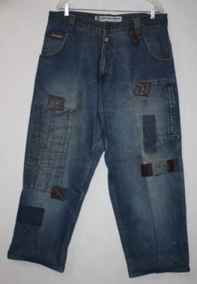 Y2K PACO Jeans Sz 38x33 (meas 37x29) Skater Embroidered Baggy Loose Y2K Hip Hop - Image 1 of 4