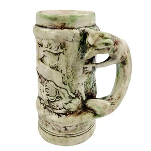 Tazza Stein vintage fatta a mano ceramica manico volpe fauna selvatica cervo caccia scena - Foto 1 di 10