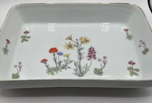 Lourioux Le FAUNE Fireproof Porcelain 14x9 Casserole Wildflowers Made in France - Picture 1 of 8